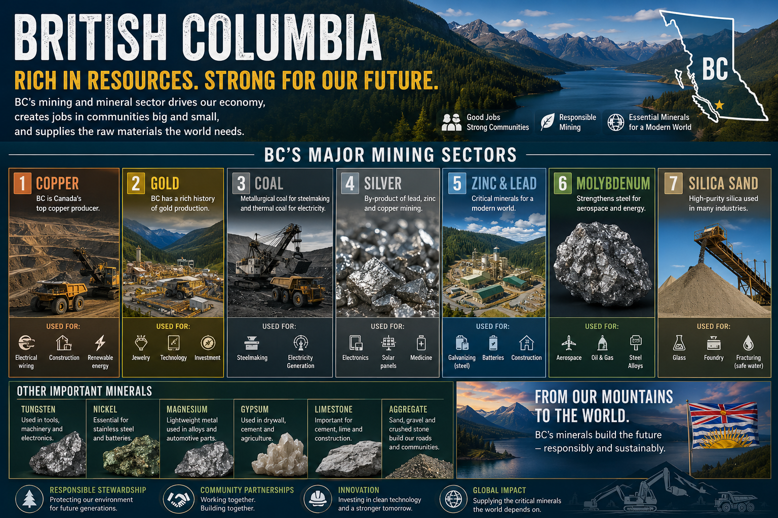British Columbia mining sectors infographic